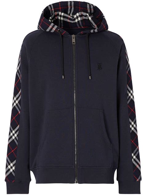 burberry vintage check lined zip front hoodie|burberry half zip hoodie men.